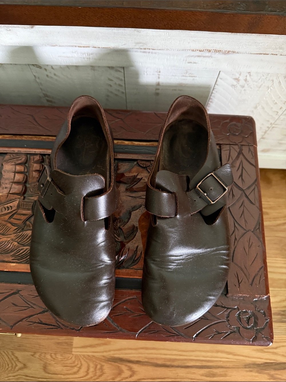 Birkenstock Brown Leather Slip-On Buckle Clog